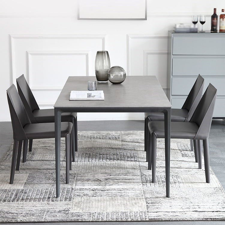 1/3/4/5/7 Pieces Modern Dining Set with Grey Top Table and Leather Chairs Dinette Set
