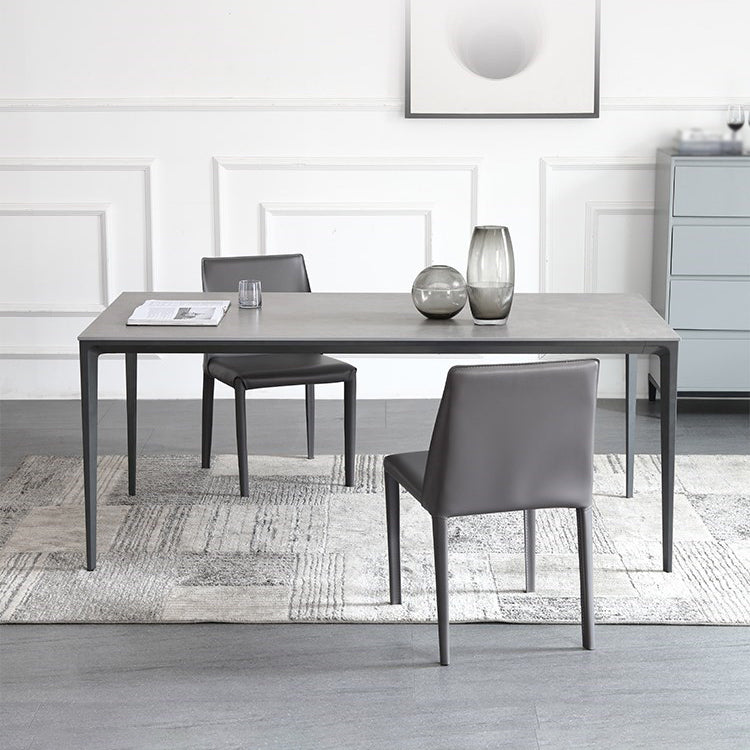 1/3/4/5/7 Pieces Modern Dining Set with Grey Top Table and Leather Chairs Dinette Set