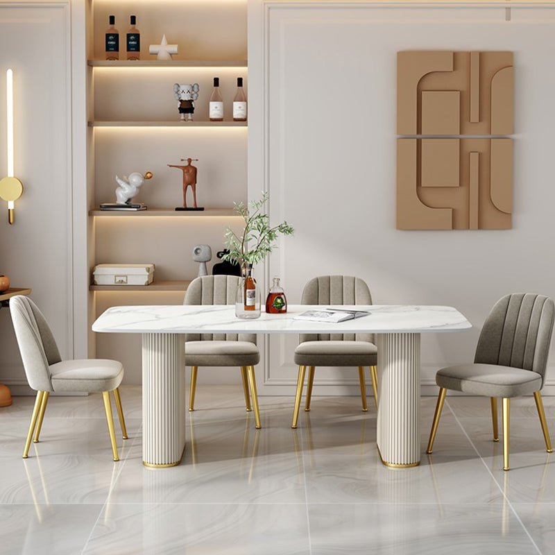 Nordic 1/2/5/6/7 Pieces Dining Set Rectangle Table and Leather Chairs Dinette Set