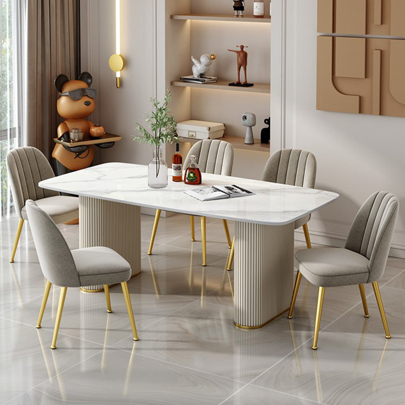 Nordic 1/2/5/6/7 Pieces Dining Set Rectangle Table and Leather Chairs Dinette Set