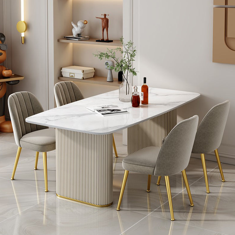 Nordic 1/2/5/6/7 Pieces Dining Set Rectangle Table and Leather Chairs Dinette Set