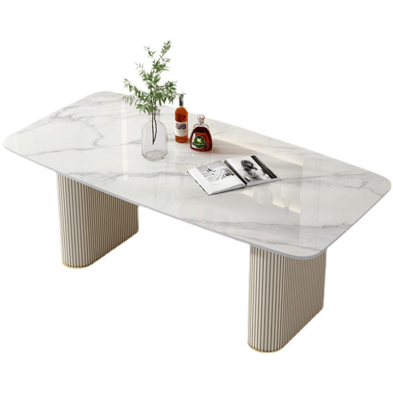 Nordic 1/2/5/6/7 Pieces Dining Set Rectangle Table and Leather Chairs Dinette Set