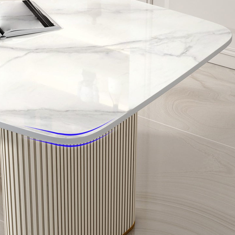 Nordic 1/2/5/6/7 Pieces Dining Set Rectangle Table and Leather Chairs Dinette Set