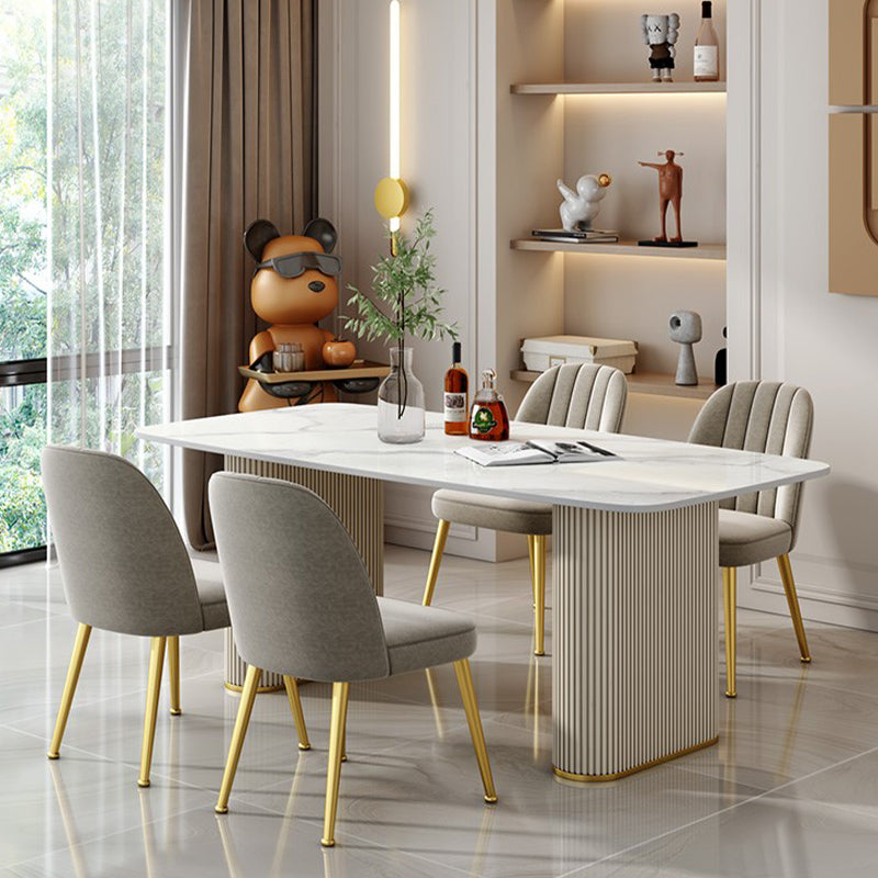 Nordic 1/2/5/6/7 Pieces Dining Set Rectangle Table and Leather Chairs Dinette Set