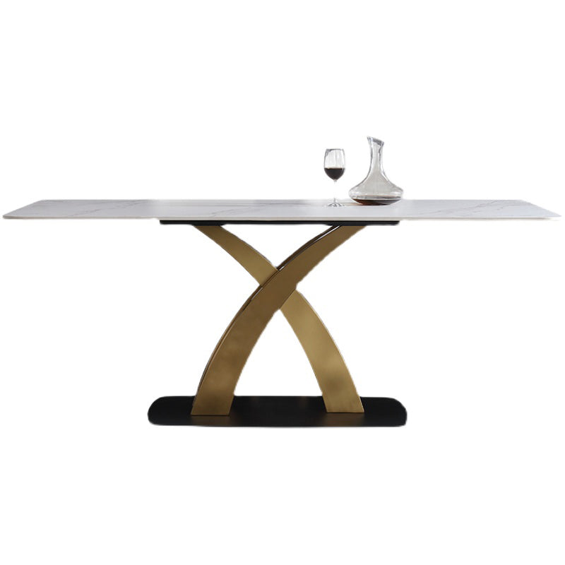 Modern 1/4/5/7 Pieces Dining Set White Rectangle Sintered Stone Dining Table Set