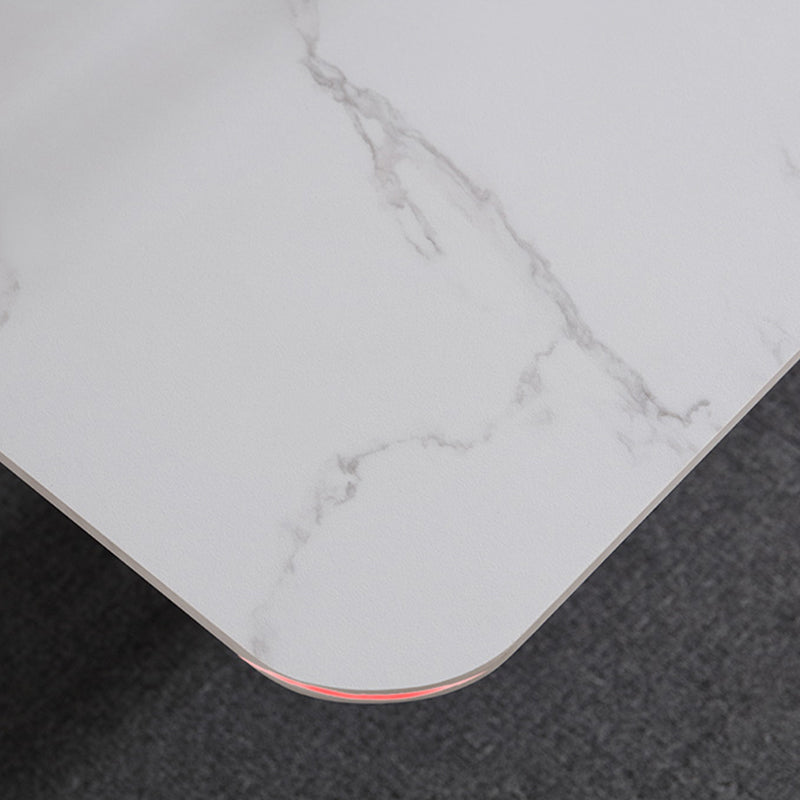 Modern 1/4/5/7 Pieces Dining Set White Rectangle Sintered Stone Dining Table Set