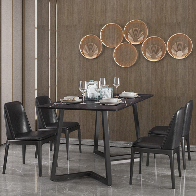 Modern 1/2/5/7 Pieces Black Dining Set Rectangle Sintered Stone Dining Table Set
