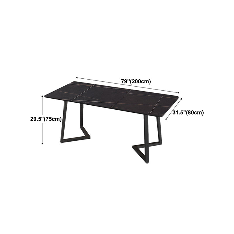 Modern 1/2/5/7 Pieces Black Dining Set Rectangle Sintered Stone Dining Table Set