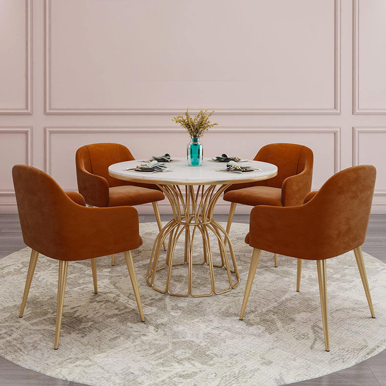 Glam 1/4/5 Pieces Round Dining Set Sintered Stone Dining Table Set for Home Use