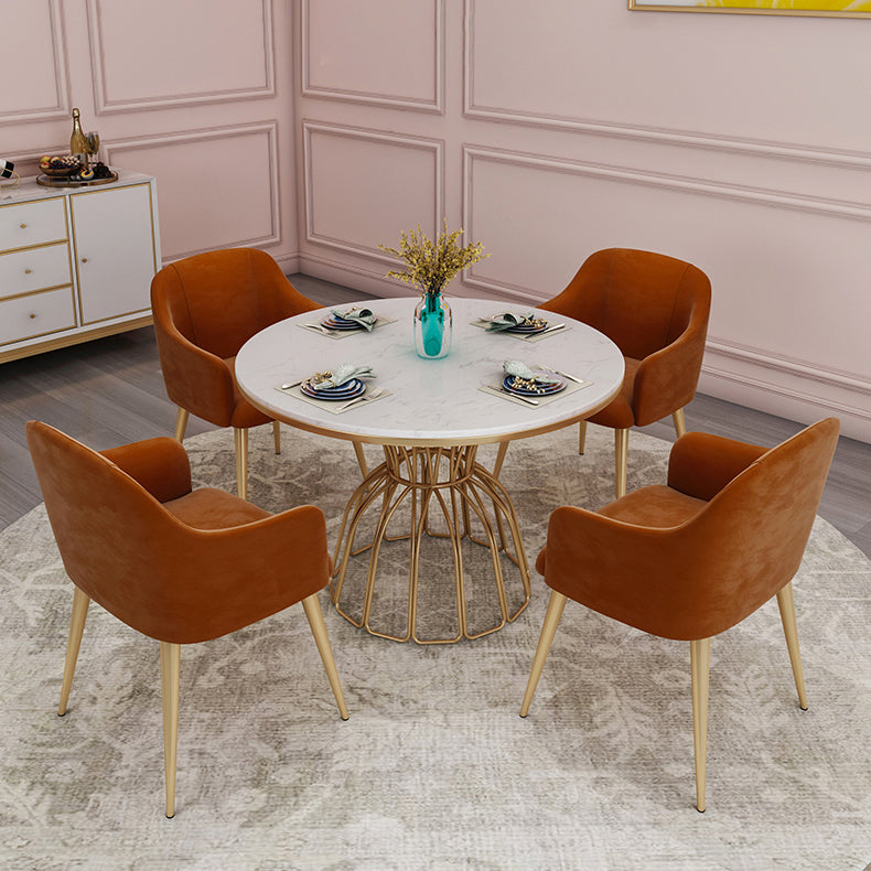 Glam 1/4/5 Pieces Round Dining Set Sintered Stone Dining Table Set for Home Use