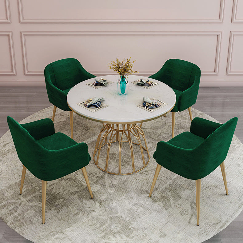 Glam 1/4/5 Pieces Round Dining Set Sintered Stone Dining Table Set for Home Use