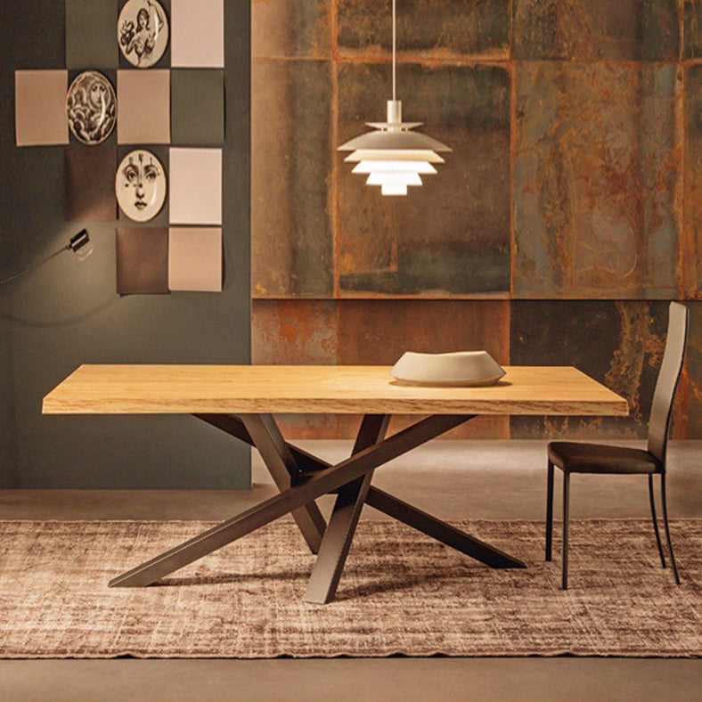 Industrial Style Rectangle Furniture Pine Solid Wood Dining Site Table