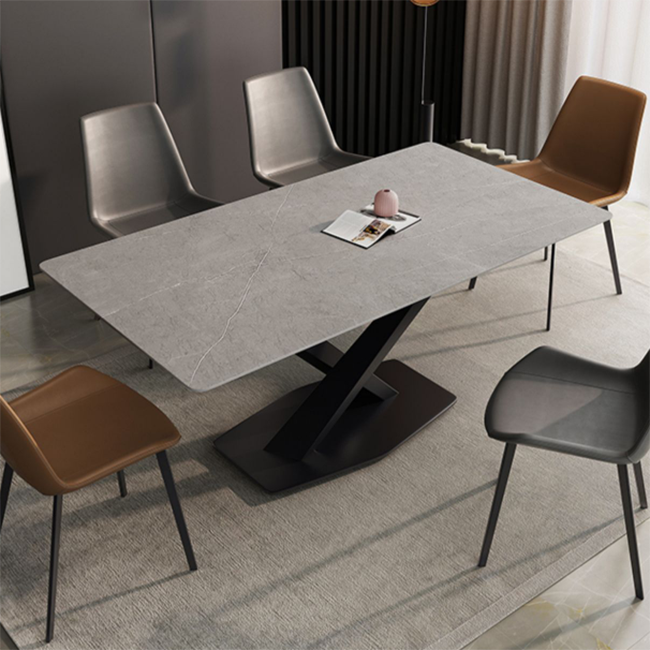 Industriële keuken Standaard eettafel Eettafel van gesinterd steen met voetstuk