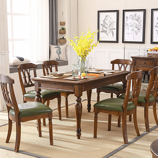 Minimalist Brown Rectangle Table Solid Wood Kitchen Dining Table with 4 Legs