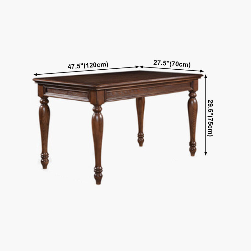 Minimalist Brown Rectangle Table Solid Wood Kitchen Dining Table with 4 Legs