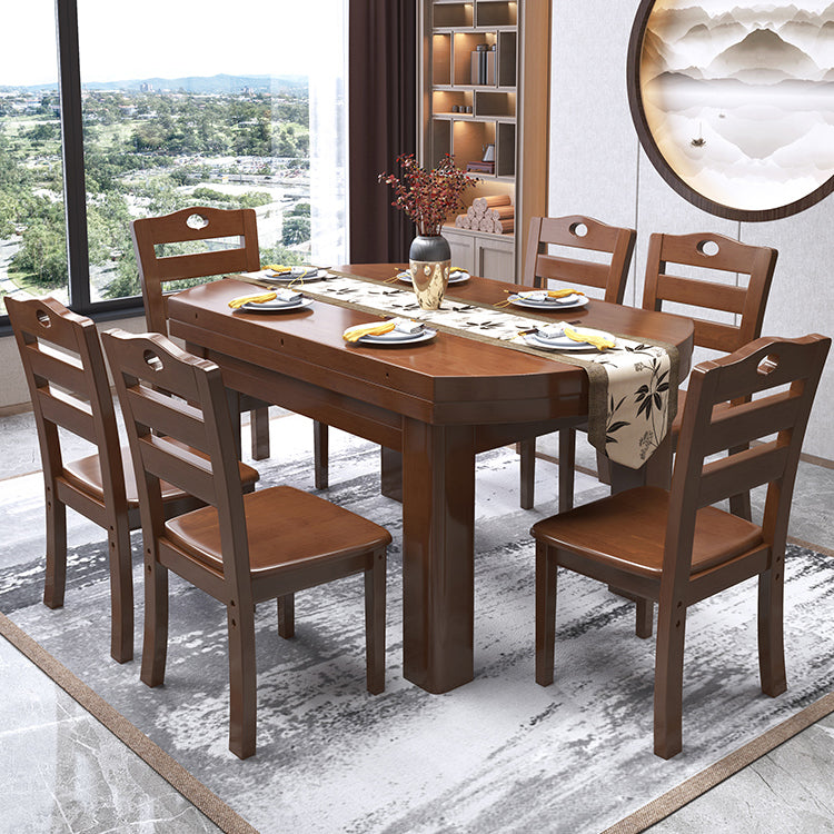 Contemporary Solid Wood Extendable Table Round Standard Dining Table for Kitchen
