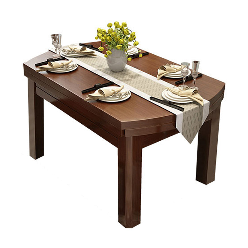 Contemporary Solid Wood Extendable Table Round Standard Dining Table for Kitchen