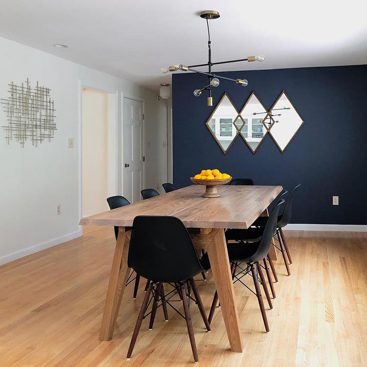 Solid Wood Contemporary Rectangular Dining Table Pine Wood Top Indoor Table