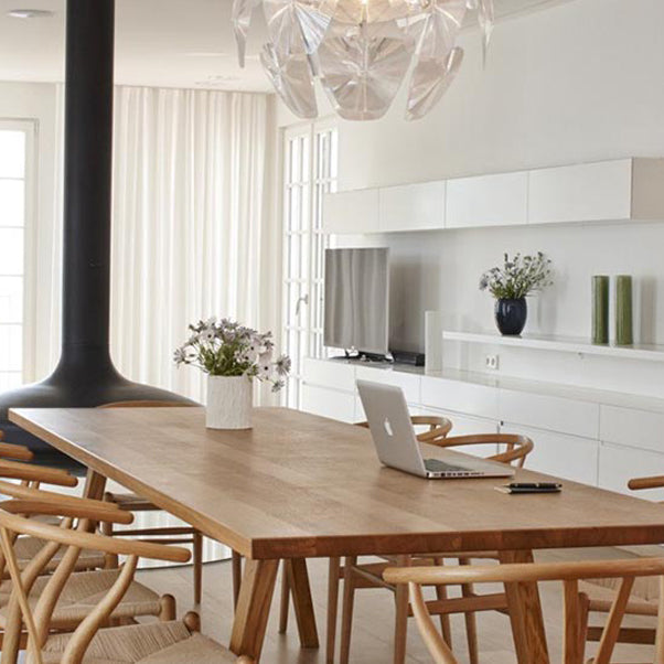 Solid Wood Contemporary Rectangular Dining Table Pine Wood Top Indoor Table