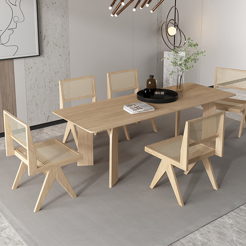Solid Wood Contemporary Dining Table Rectangular Dining Table with 4 Legs