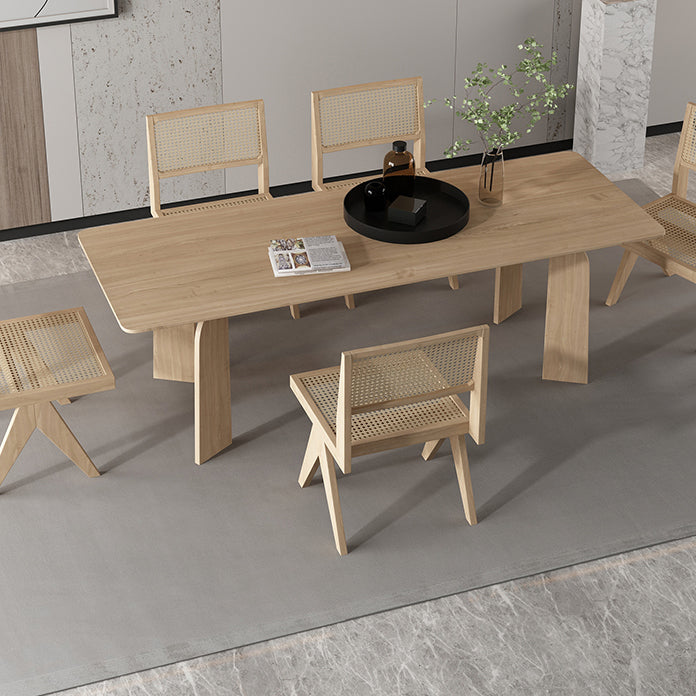 Solid Wood Contemporary Dining Table Rectangular Dining Table with 4 Legs