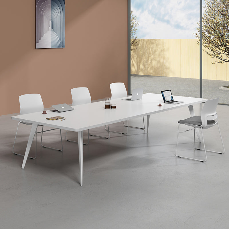 Contemporary Rectangle Dining Table Solid Wood Top Indoor Table with 4 Legs