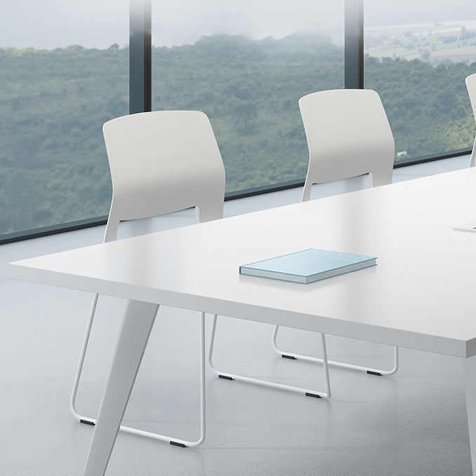 Contemporary Rectangle Dining Table Solid Wood Top Indoor Table with 4 Legs