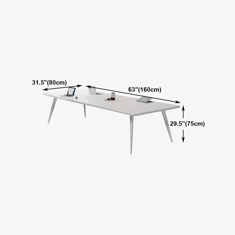 Contemporary Rectangle Dining Table Solid Wood Top Indoor Table with 4 Legs