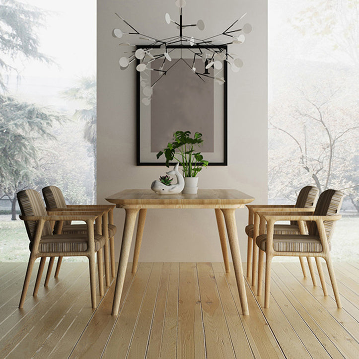 Rectangle Contemporary Dining Table Pine Wood Top Table with 4 Legs