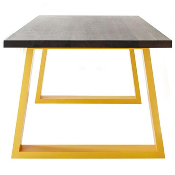 Contemporary Rectangle Dining Table Solid Wood Top Table with Sled Base