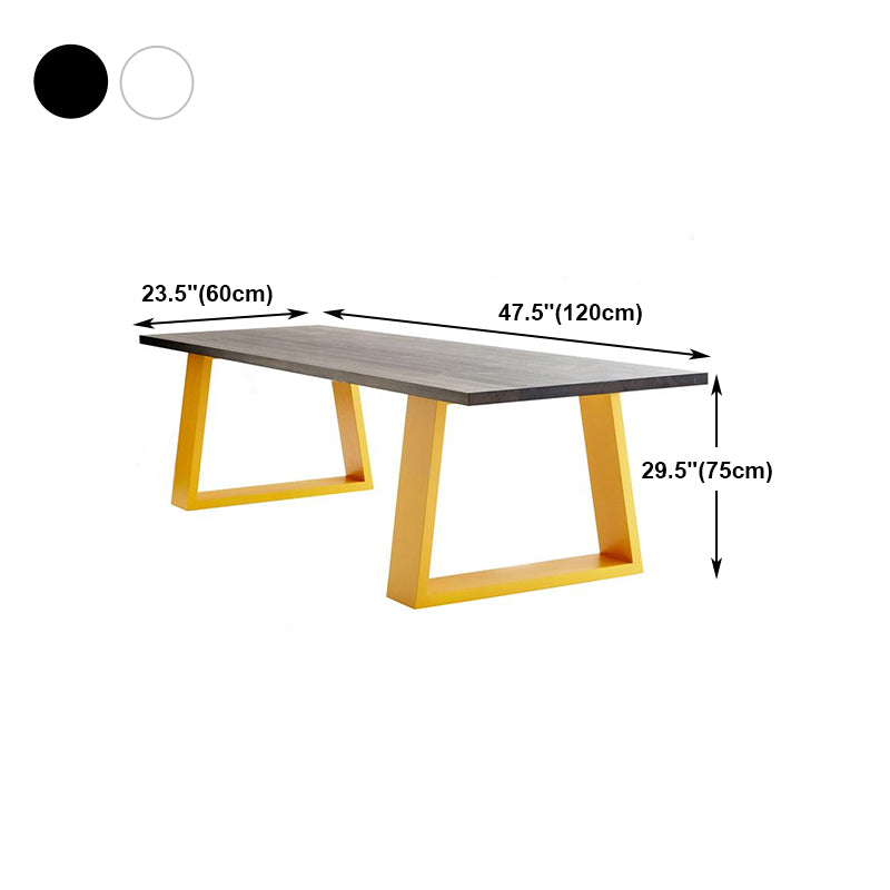 Contemporary Rectangle Dining Table Solid Wood Top Table with Sled Base