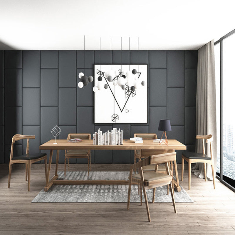 Mesa de comedor de madera maciza contemporánea con base de caballete