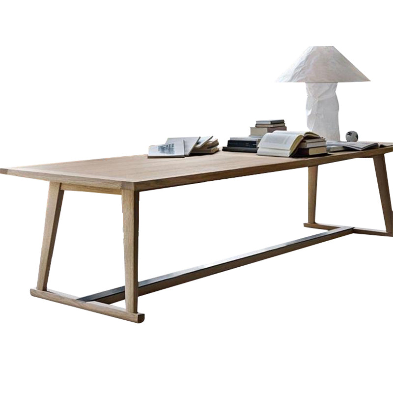 Mesa de comedor de madera maciza contemporánea con base de caballete