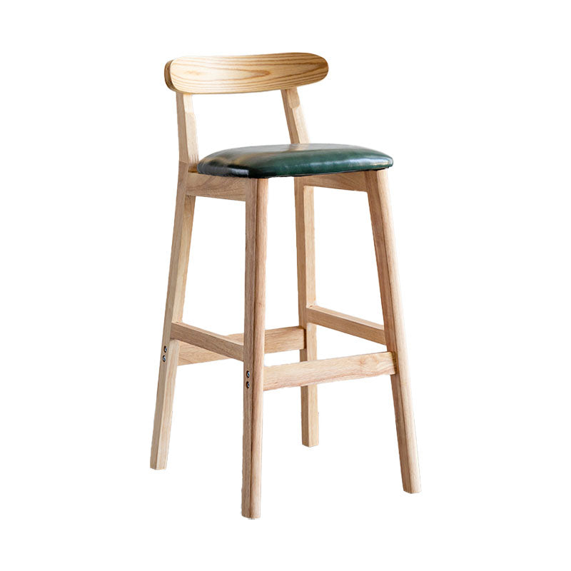 Scandinavian Wood Upholstered Counter Stools Natural Back Bar Stools with Footrest