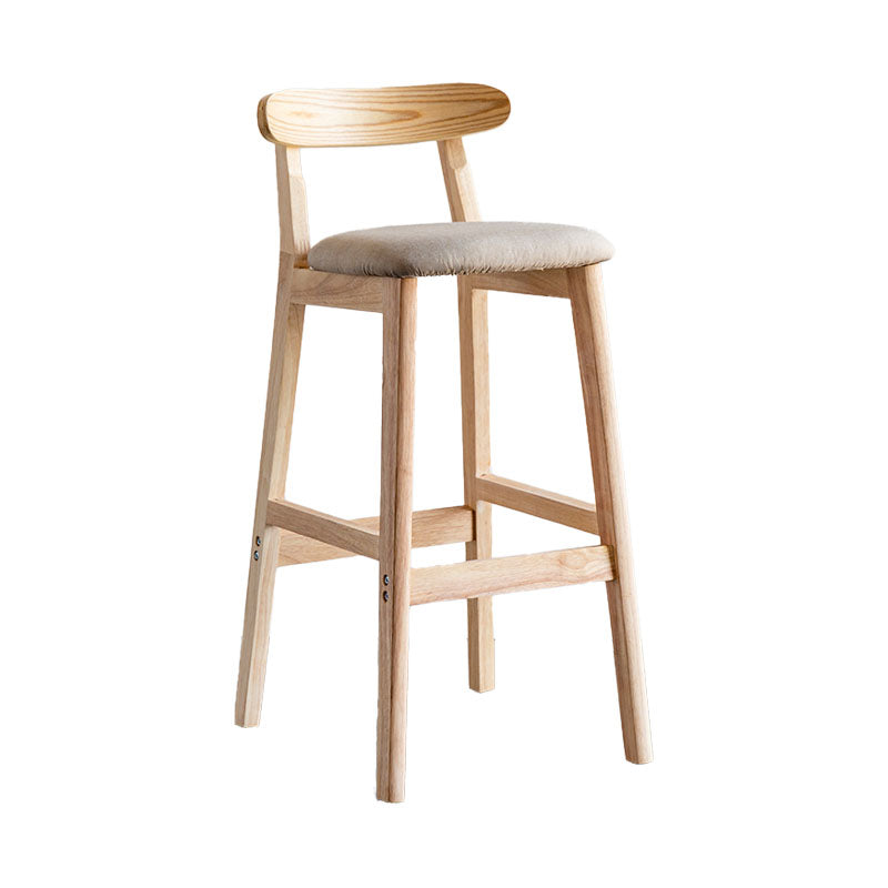 Scandinavian Wood Upholstered Counter Stools Natural Back Bar Stools with Footrest