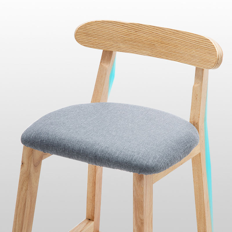 Scandinavian Wood Upholstered Counter Stools Natural Back Bar Stools with Footrest
