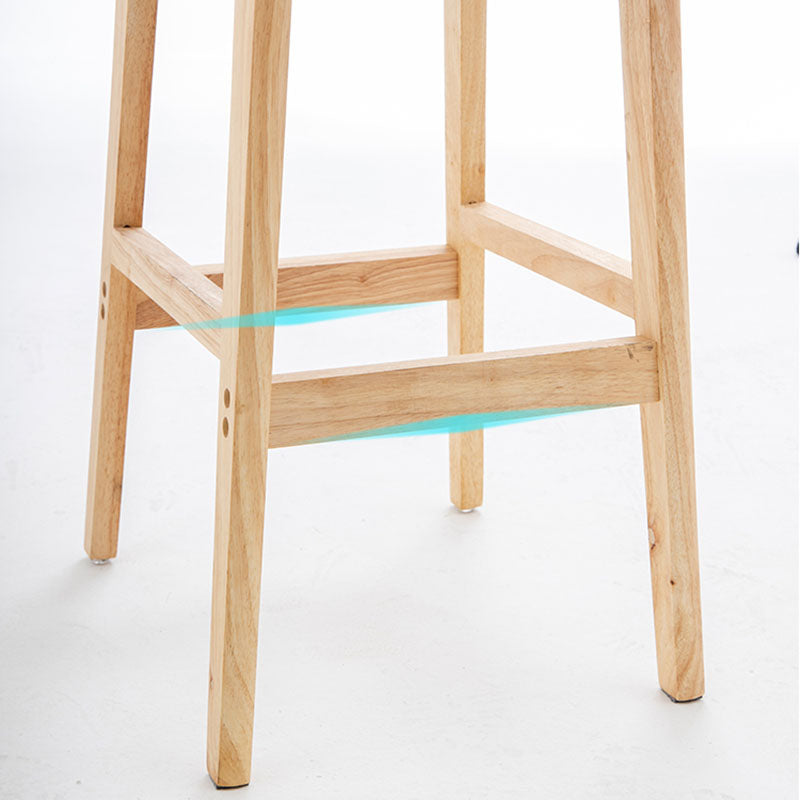 Scandinavian Wood Upholstered Counter Stools Natural Back Bar Stools with Footrest