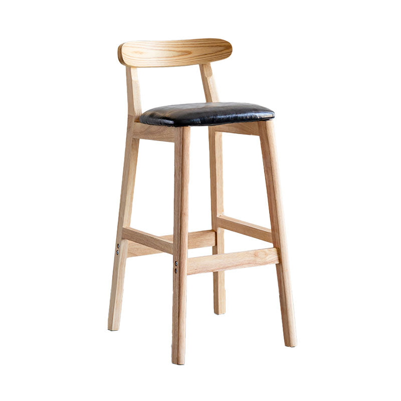 Scandinavian Wood Upholstered Counter Stools Natural Back Bar Stools with Footrest