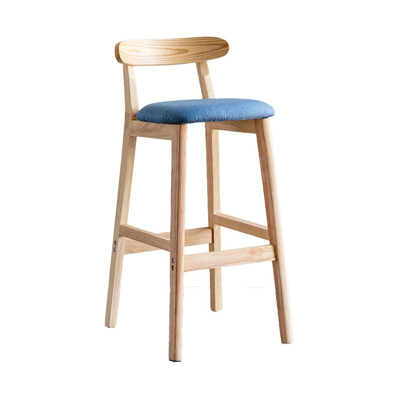 Scandinavian Wood Upholstered Counter Stools Natural Back Bar Stools with Footrest