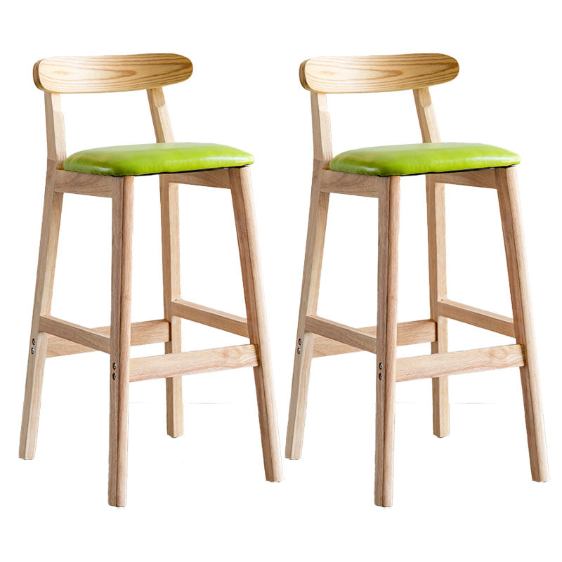 Scandinavian Wood Upholstered Counter Stools Natural Back Bar Stools with Footrest