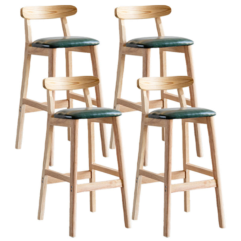 Scandinavian Wood Upholstered Counter Stools Natural Back Bar Stools with Footrest