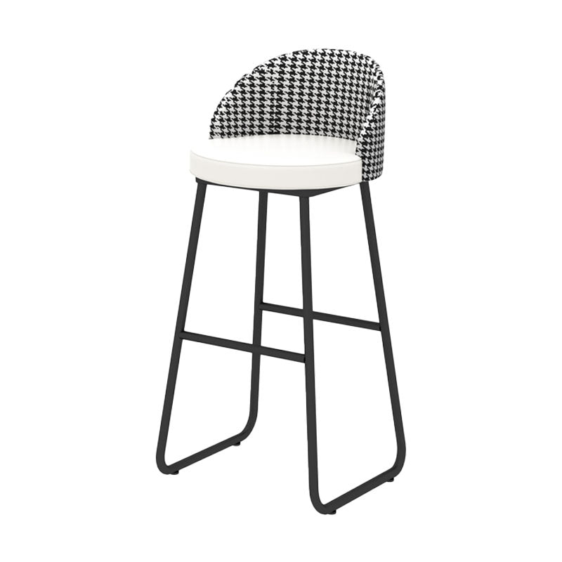 Scandinavian Iron Counter Stools Upholstered Low Back Bar Stools with Round Seat