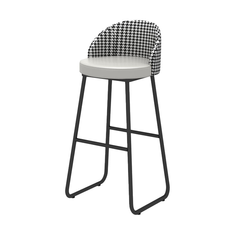 Scandinavian Iron Counter Stools Upholstered Low Back Bar Stools with Round Seat