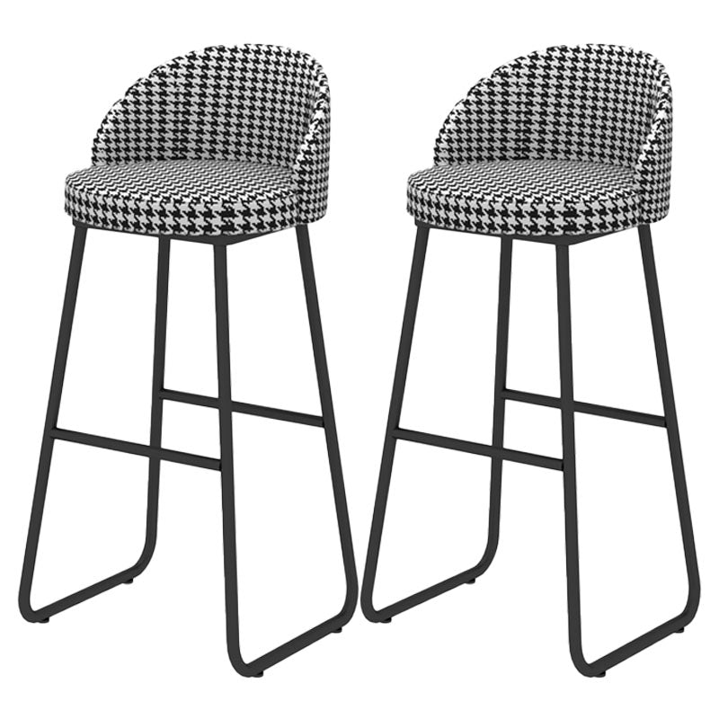 Scandinavian Iron Counter Stools Upholstered Low Back Bar Stools with Round Seat