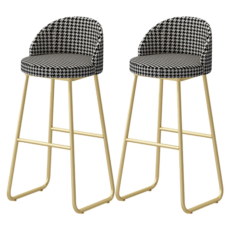 Scandinavian Iron Counter Stools Upholstered Low Back Bar Stools with Round Seat