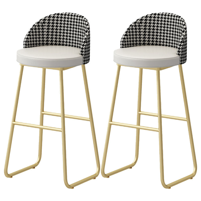 Scandinavian Iron Counter Stools Upholstered Low Back Bar Stools with Round Seat