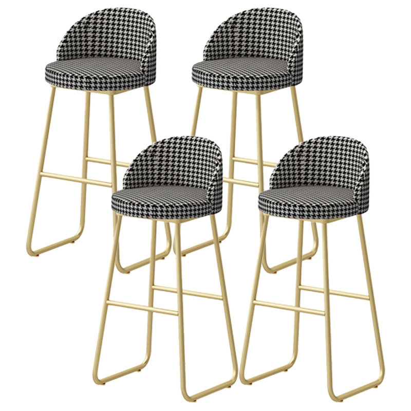 Scandinavian Iron Counter Stools Upholstered Low Back Bar Stools with Round Seat