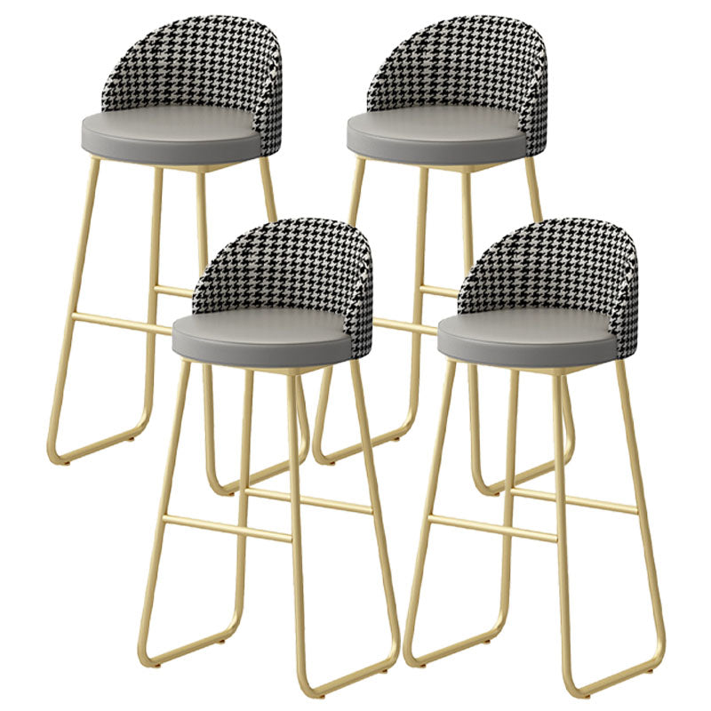 Scandinavian Iron Counter Stools Upholstered Low Back Bar Stools with Round Seat