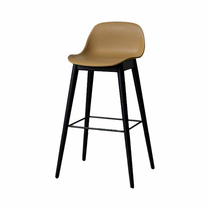 Taburetes de madera escandinavos para mostrador, taburetes de bar de plástico con respaldo bajo y reposapiés