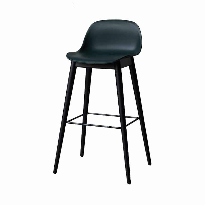 Taburetes de madera escandinavos para mostrador, taburetes de bar de plástico con respaldo bajo y reposapiés